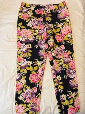Halogen Floral Print Leggings in Black with Pink, Purple & Green